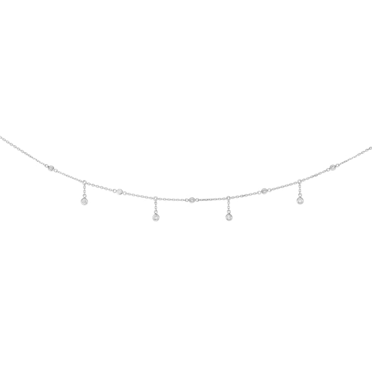 14K Gold .25Ct Dangling Diamonds Necklace