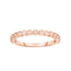 14K Gold .15Ct Diamond Bezel Set Stackable Ring
