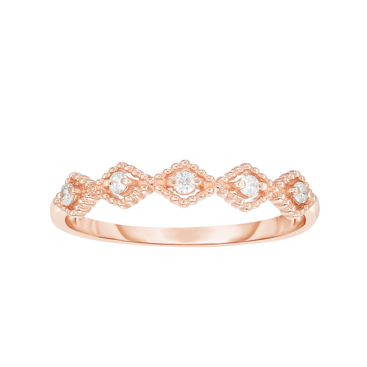 14K Gold .08Ct Diamond Kite Shape Stackable Ring