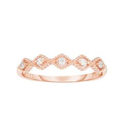 14K Gold .08Ct Diamond Kite Shape Stackable Ring
