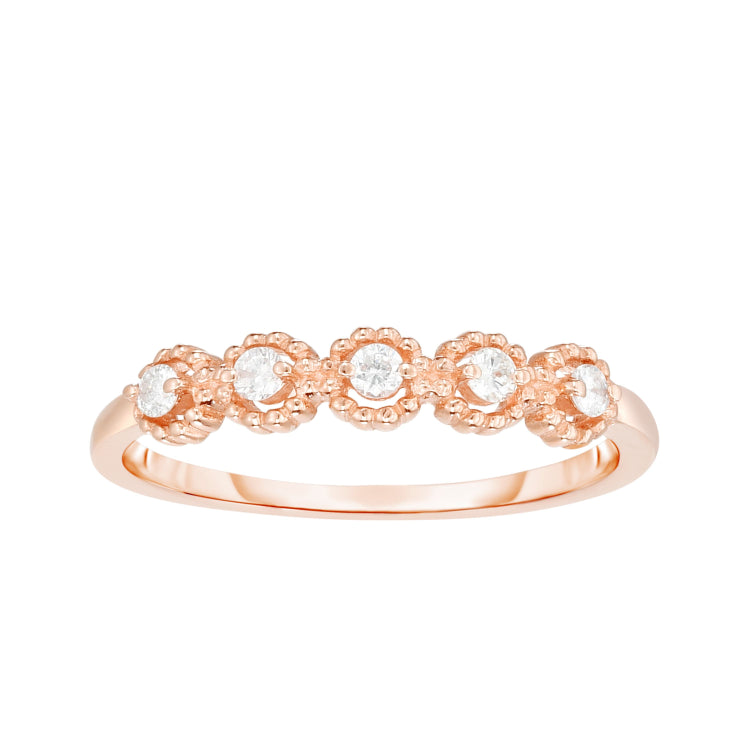 14K Gold .08Ct Diamond Round Shape Stackable Ring