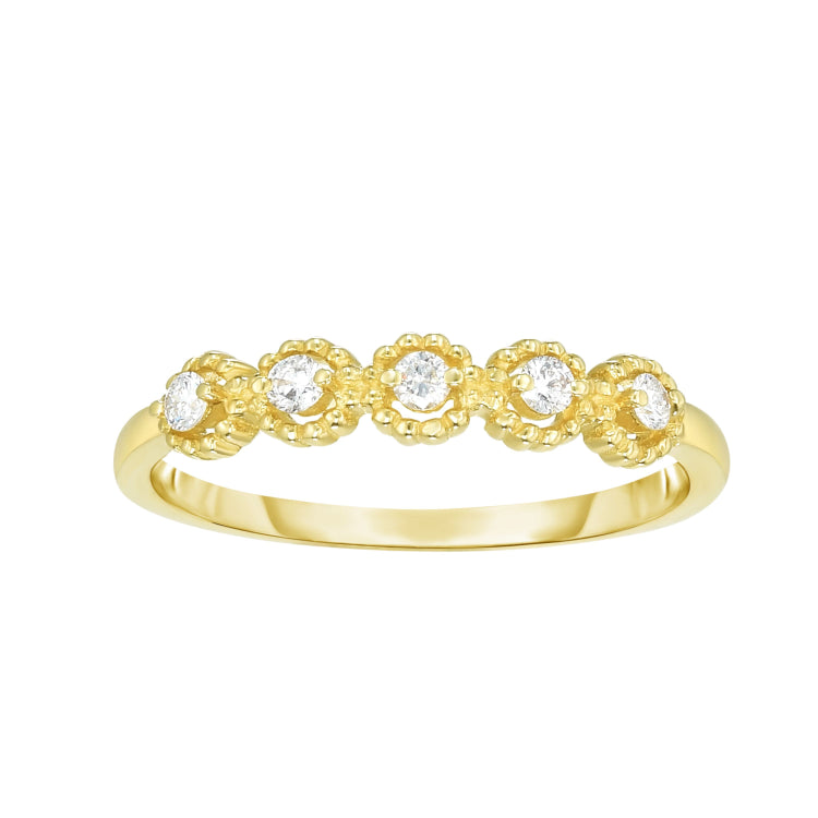 14K Gold .08Ct Diamond Round Shape Stackable Ring