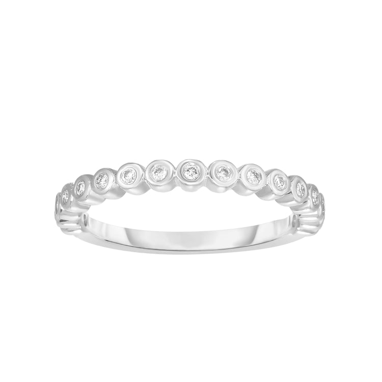 14K Gold .15Ct Diamond Bezel Set Stackable Ring