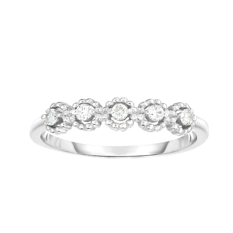 14K Gold .08Ct Diamond Round Shape Stackable Ring