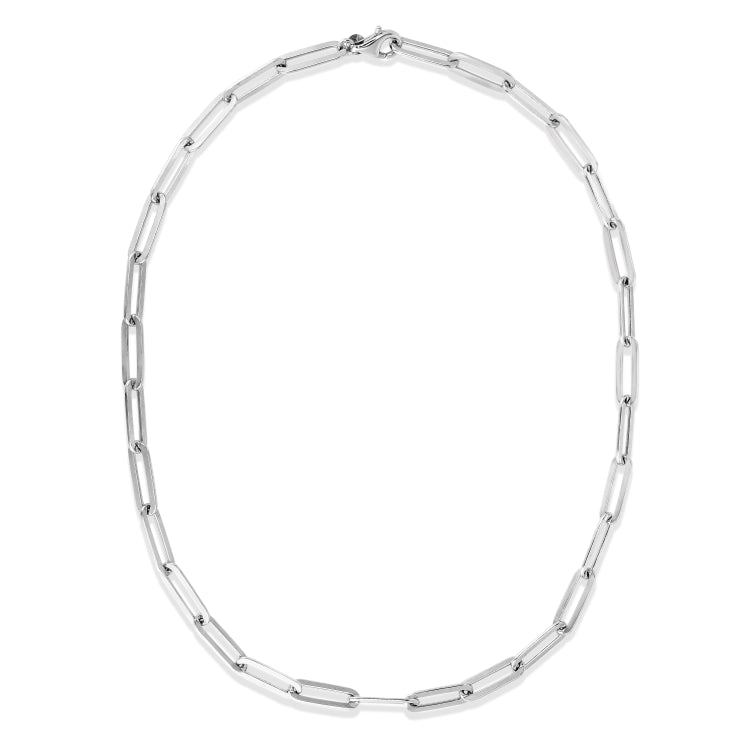 Silver 6Mm Flat Paperclip Link Chain Bracelet