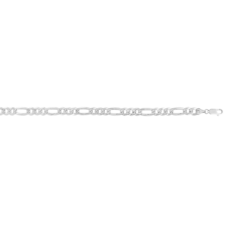 Silver 7.2Mm White Pave Figaro Chain