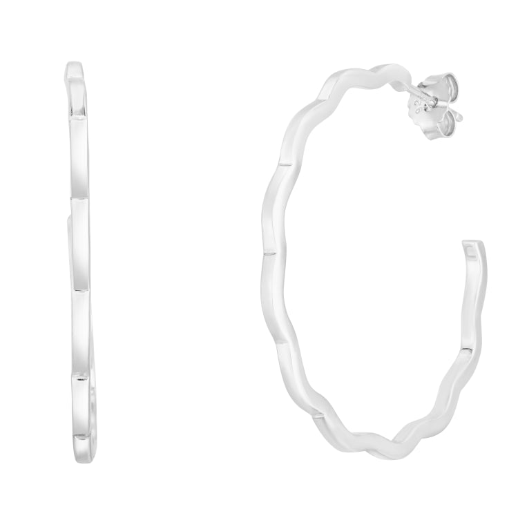 Silver 40Mm Wavy C Hoops