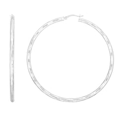 Silver 60Mm Disco Diamond Cut Hoops