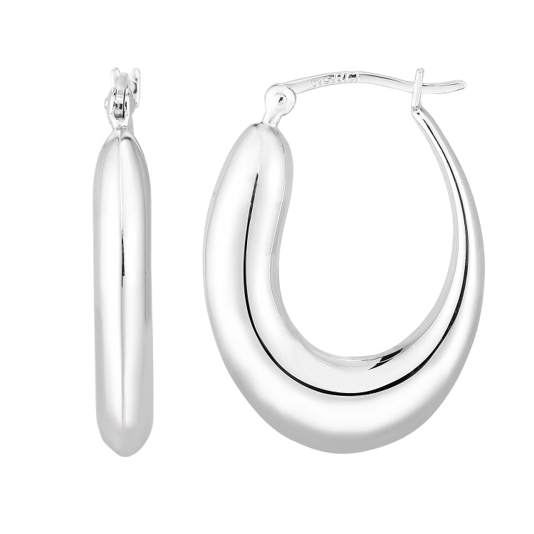 Silver Graduated Puffy Hoop Earring