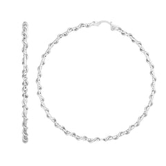 Silver 65Mm Wire Twist Hoop Earring