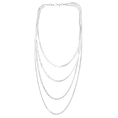 Silver Herringbone Multistrand Necklace