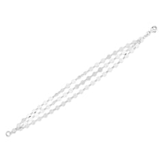 Silver Mirror Link Triple Strand Bracelet