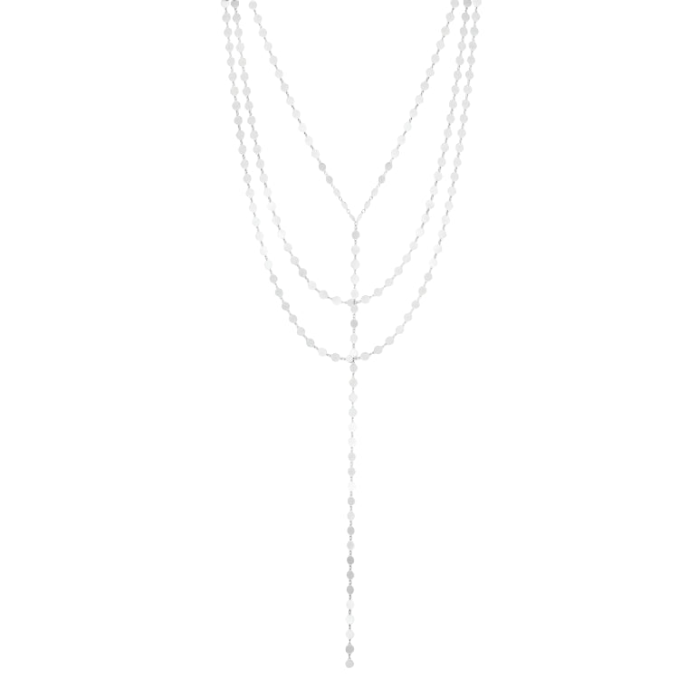 Silver Mirror Link Layered Y Necklace