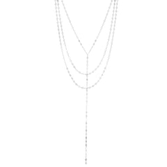 Silver Mirror Link Layered Y Necklace