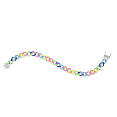 Silver Multicolor Miami Cuban Bracelet