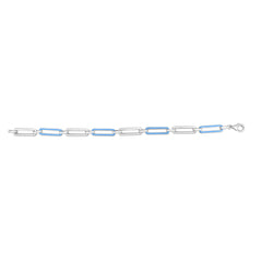 Silver Blue Enamel Paperclip Bracelet