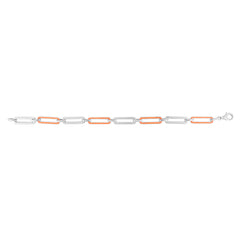 Silver Orange Enamel Paperclip Bracelet