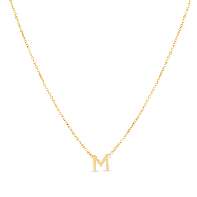 14K Mini Initial M Necklace