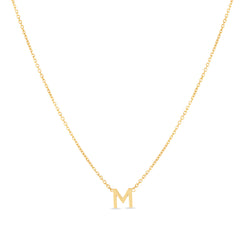 14K Mini Initial M Necklace