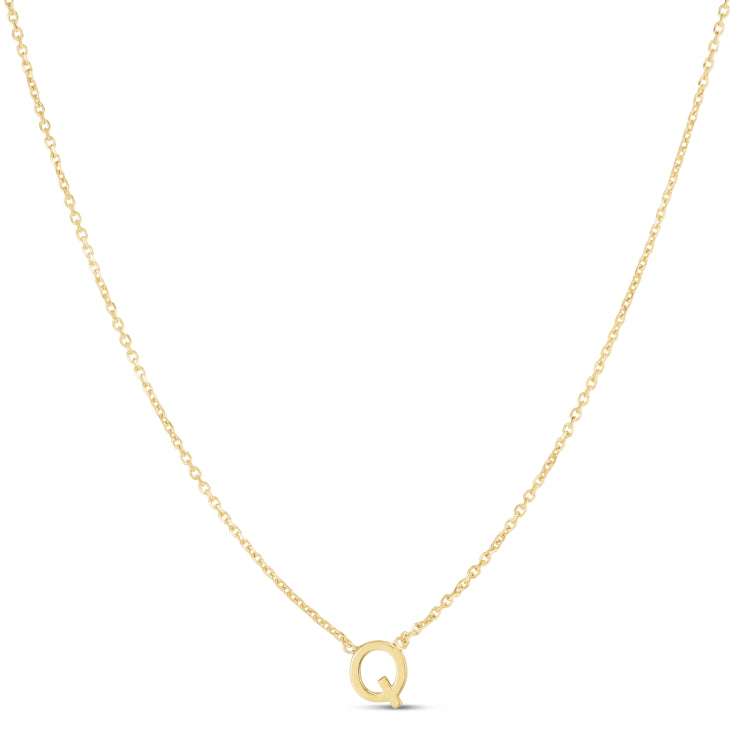 14K Mini Initial Q Necklace
