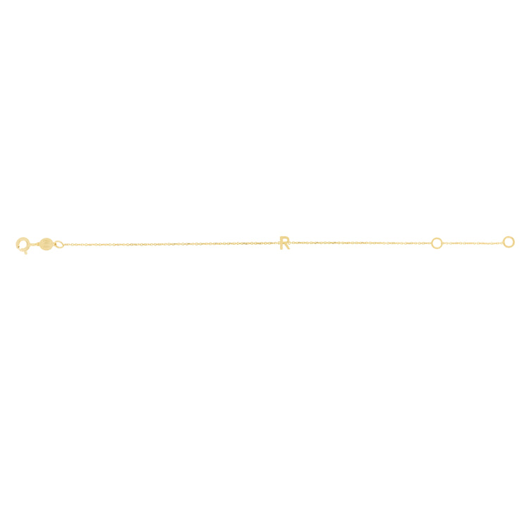 14K Mini Initial R Bracelet