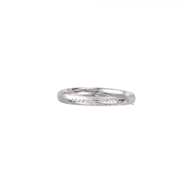 14K Gold 8Mm Floral Leaf Design Bangle
