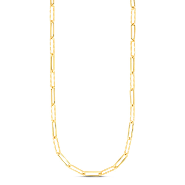 14K Alternating Bead Paperclip Necklace