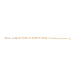 14K Tri-Color Gold Puffed Mariner Link Necklace