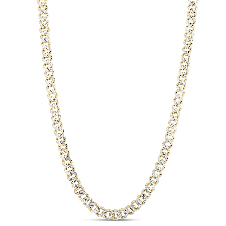14K 8Mm White Pave Lite Miami Cuban Chain