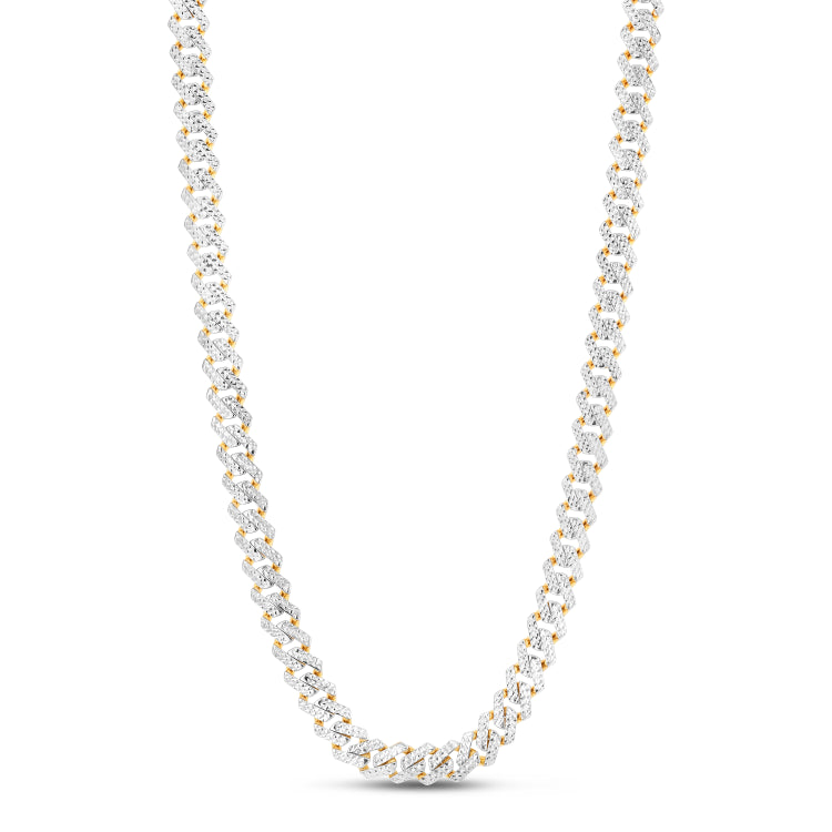 14K 9.5Mm White Pave Modern Lite Edge  Chain