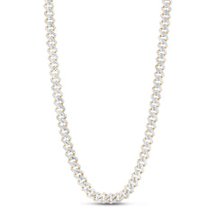 14K 9.5Mm White Pave Modern Lite Edge  Chain