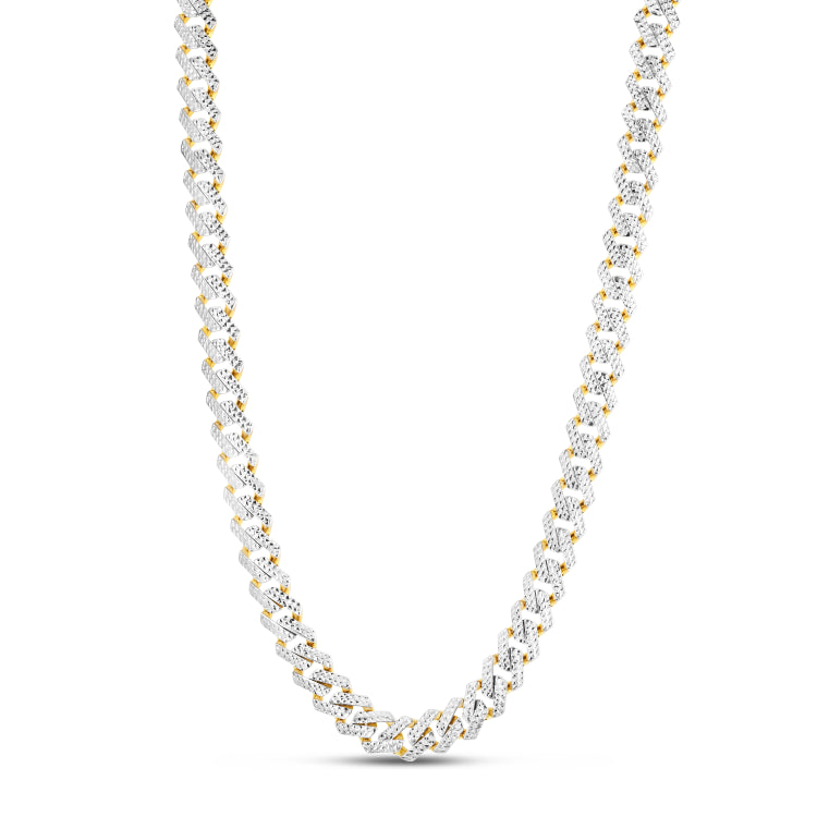 14K 11.5Mm White Pave Modern Lite Edge  Chain