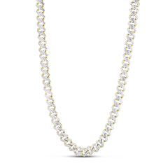 14K 11.5Mm White Pave Modern Lite Edge  Chain