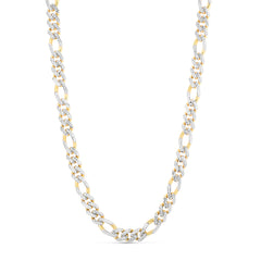 14K 9.5Mm White Pave Modern Lite Figaro Chain