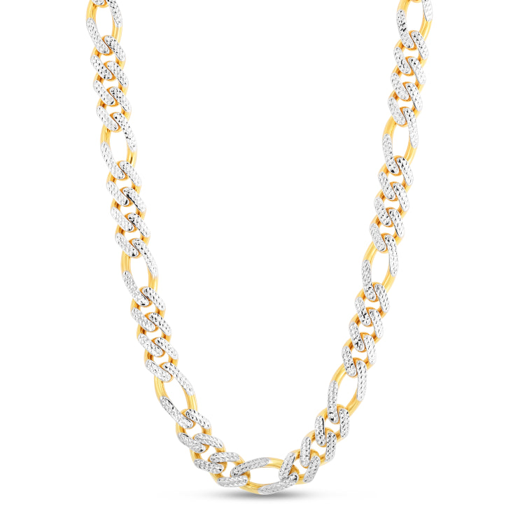 14K 11.5Mm White Pave Modern Lite Figaro Chain