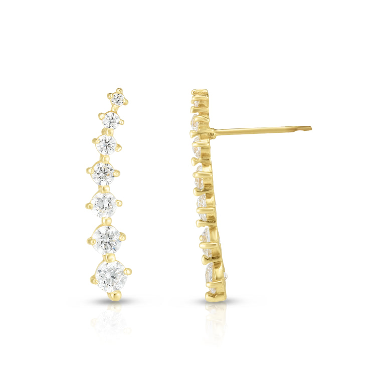 14K Gold Graduated Cz Ear Climber