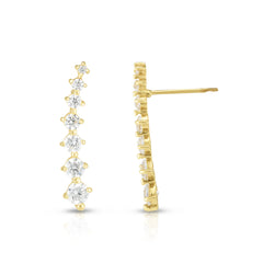 14K Gold Graduated Cz Ear Climber