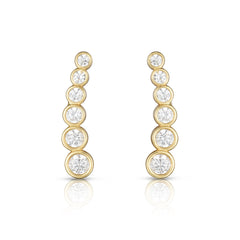 14K Gold Graduated Round Bezel Cz Ear Climber