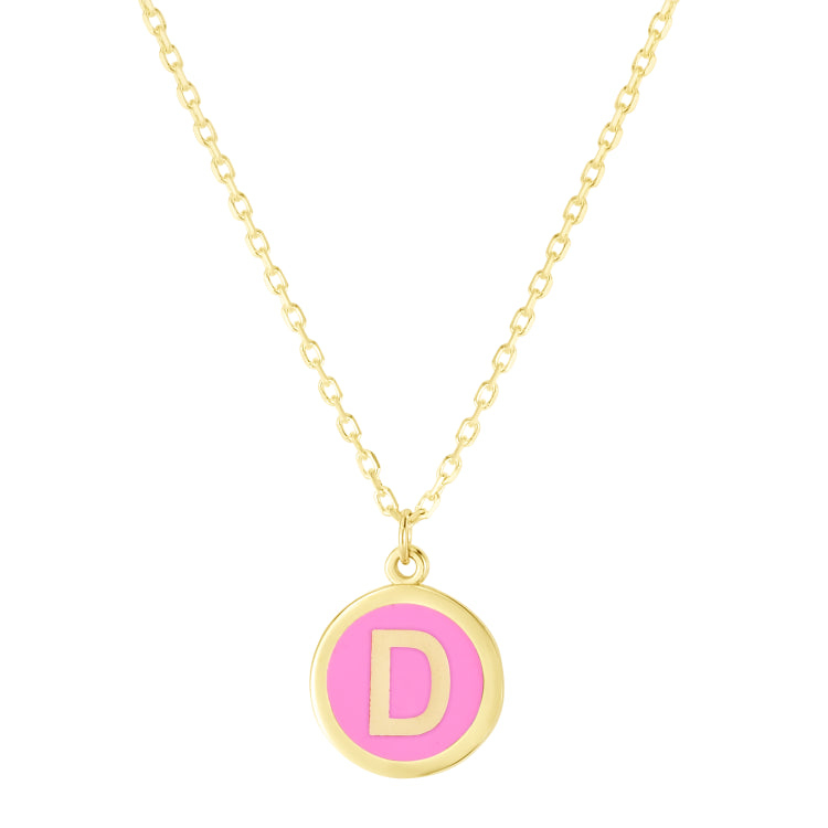 14K Pink Enamel D Initial Bracelet