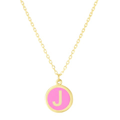 14K Pink Enamel J Initial Bracelet