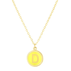 14K Yellow Enamel D Initial Necklace