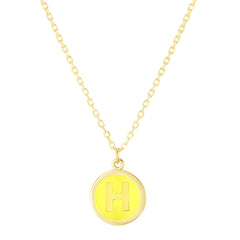 14K Yellow Enamel H Initial Bracelet