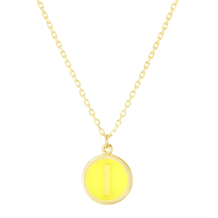 14K Yellow Enamel I Initial Bracelet