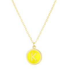 14K Yellow Enamel K Initial Bracelet