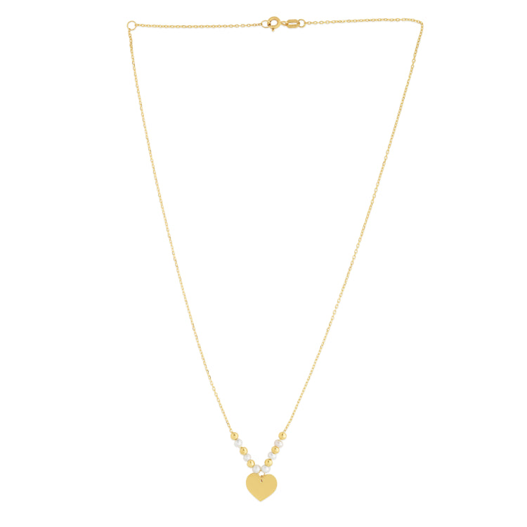 14K Gold & Pearl Pallina Heart Necklace