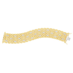 14K Gold 27.5Mm Thick Diamond Panther Bracelet