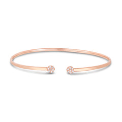 14K Gold Diamond Cluster Cuff Bangle