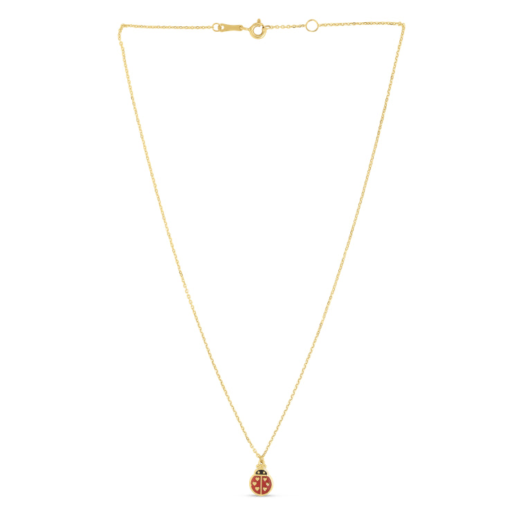 14K Gold Ladybug Enamel Necklace