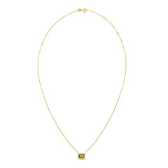 14K Gold Emerald Cut Peridot Necklace
