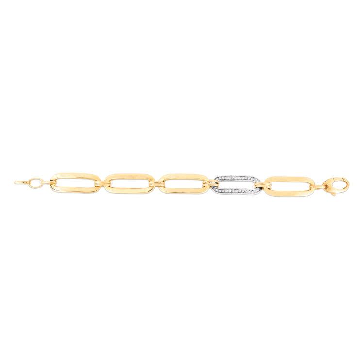 14K Gold .27Ct Diamond Oval Link Bracelet